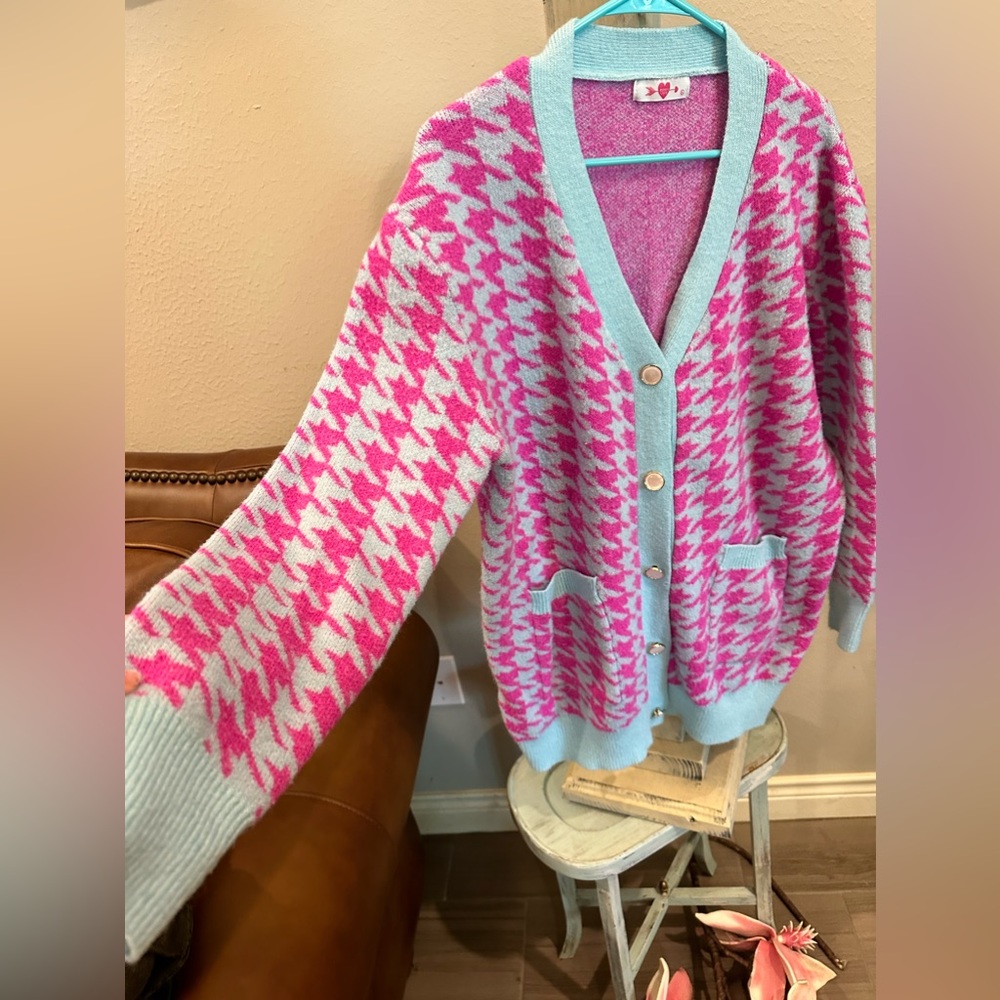 Buddy Love Houndstooth oversized  cardigan *MAKE ME AN OFFER*
